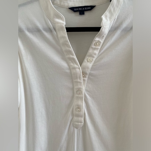 Veronica Beard Coralee Floral Lace Puff Sleeve Split Neck Top Small Off White - Picture 4 of 11